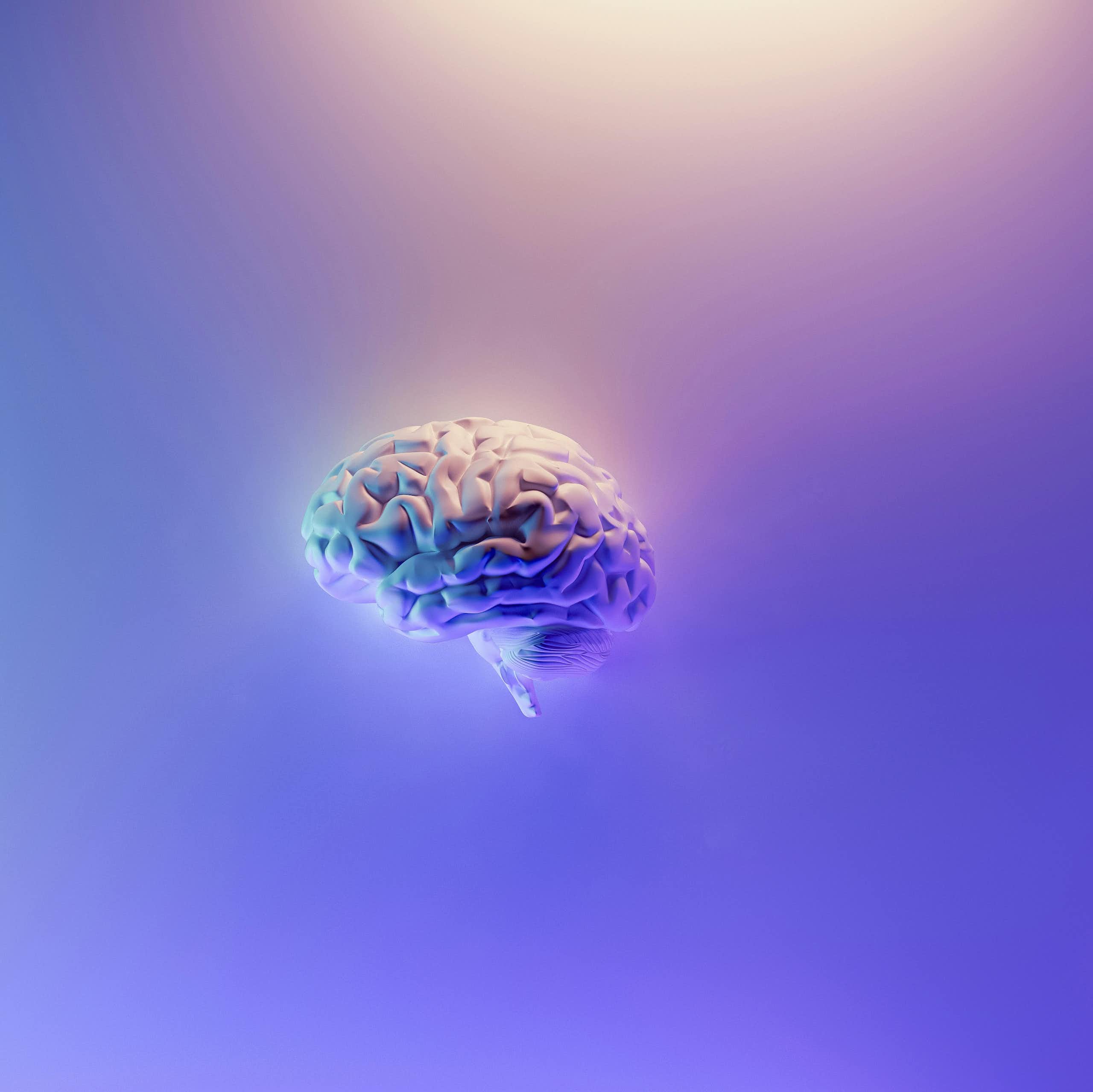 Un cerveau au milieu d’un halo de lumière et de couleurs