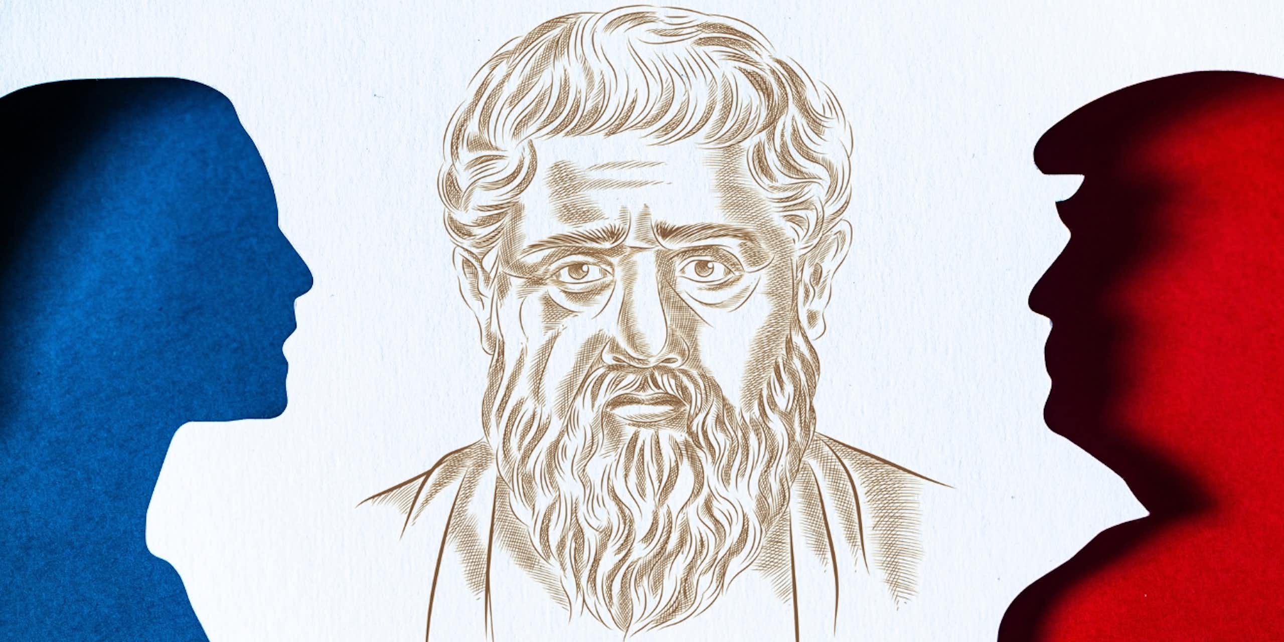 Outlines of Harris, Trump and Plato