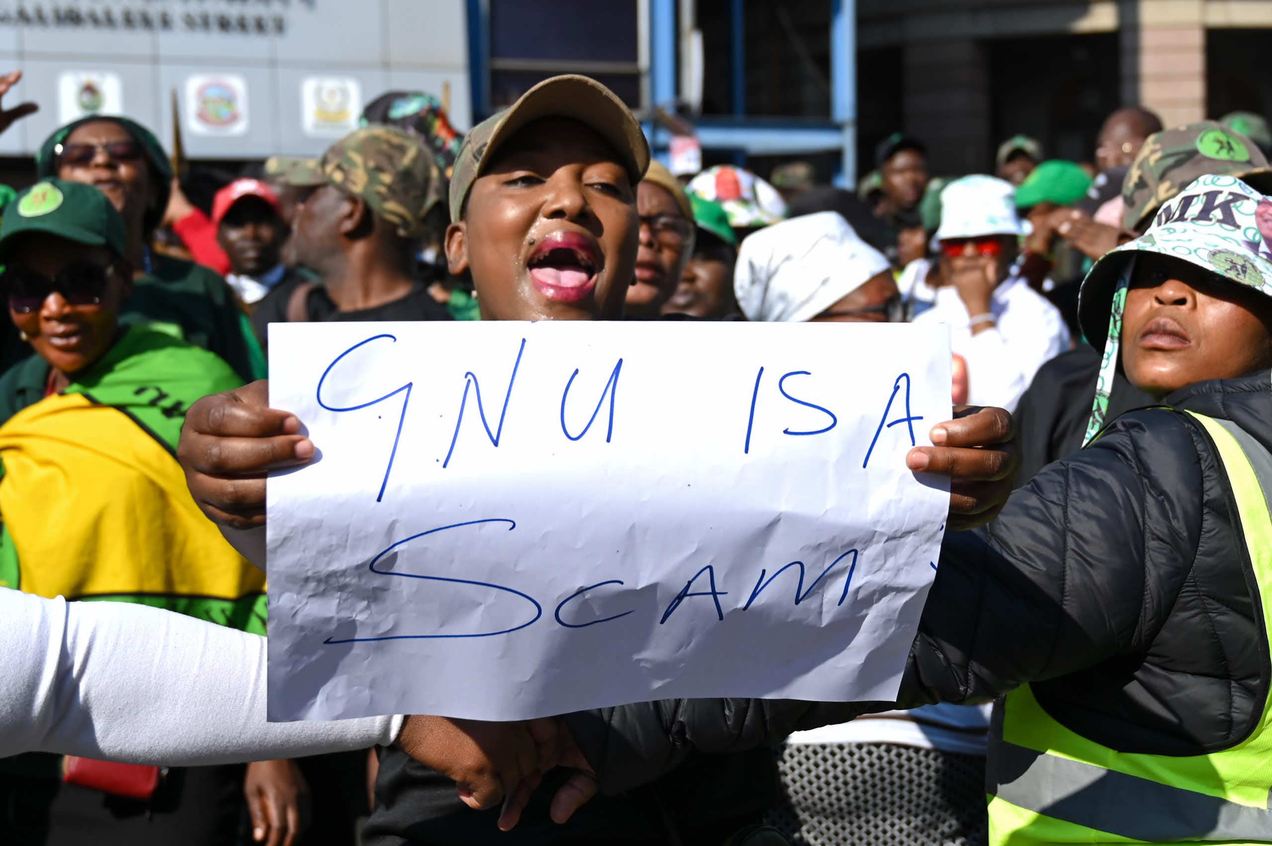 MK Party express their oppossition to South Africa's government of national unity.